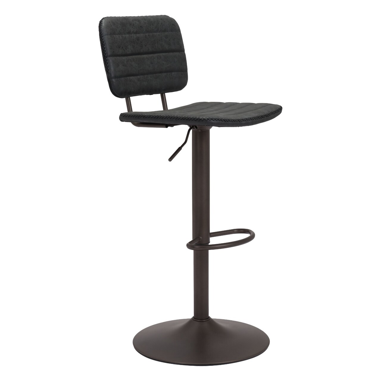 Modern Home 43.25&#x22; Black Adjustable Upholstered Bar Chair
